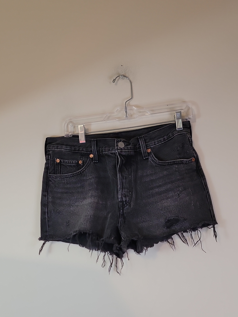 Levi's Black Distressed Cutoff Jean Shorts